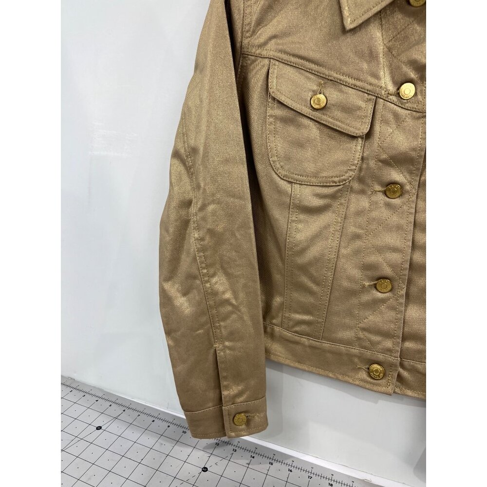 Lauren Jeans Co. Ralph Lauren Gold Metallic Jacket Sz.  P/L Cotton Blend Women's - Picture 5 of 12